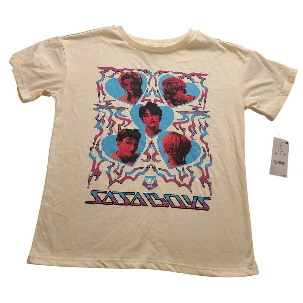 Netflix K-Pop Demon Hunters Sajaboys Ivory Graphic Tee Shirt Kids Medium 8